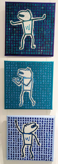 Resist Fight Win - A triptych of small paintings that tell a story of resistance and rebellion