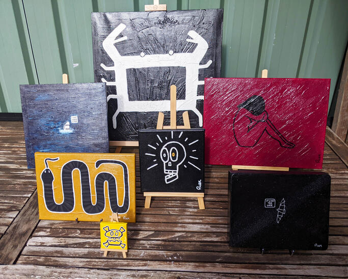 Getting the paintings ready for the market