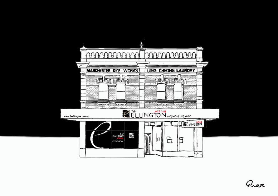 The Ellington Jazz Club - A digital print from my series West Is Best (Perth)