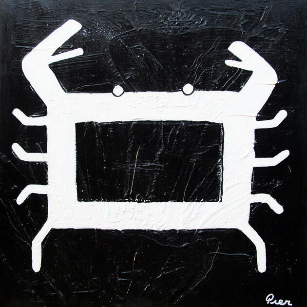Snip - A large, square acrylic painting from my series Silly Creatures